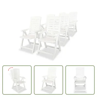 Produktbild von The Living Store Garten-Liegestühle 6 Stk. Kunststoff Weiß