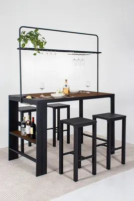 Produktbild von Bar-Sitzgruppe / Gartentheke ELSA anthrazit mit Holzoptik