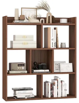 Produktbild von Bücherregal - Stehendes Würfelregal mit 7 Fächern - Aufbewahrungsregal für Wohnzimmer und Schlafzimmer - 80 x 20 x 90 cm - Braun
