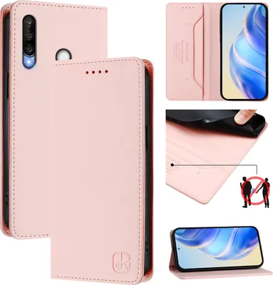Produktbild von Lederhülle für Huawei P30 Lite Hülle Flip Brieftasche Kartenfächern Ständer Schutzhülle Pink