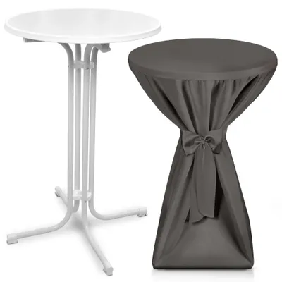 Produktbild von Beautissu Outdoor Stehtisch Bellini, klappbar, Ø60cm, Anthrazit, mit Husse