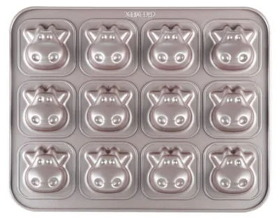 Kuh-Cake-Pan, 12 Mulden, Antihaft-Backform, Champagner Gold