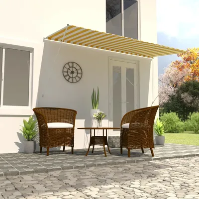 Obrázek produktu pro The Living Store Zatahovací markýza 400×150 cm Žlutá a bílá