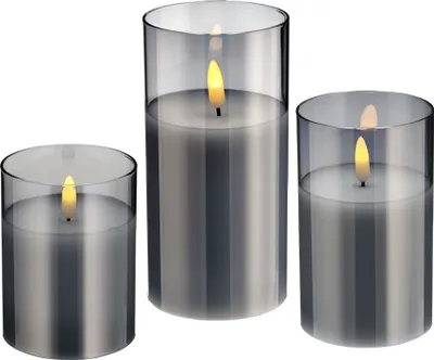 Produktbild von LED sviečka z pravého vosku v skle - sada 3 ks - 10 / 12,5 / 15 cm - s časovačom