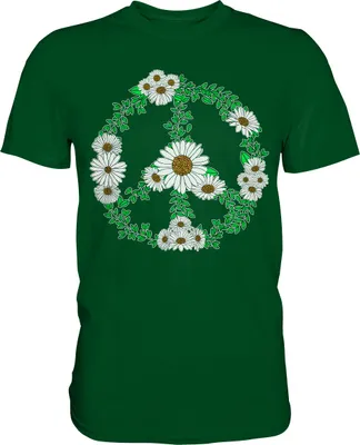 Produktbild von Peace Gänseblümchen Shirt Gärtner Motiv – Bottle Green / 3XL