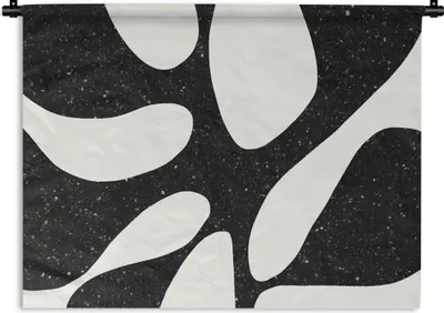 Produktbild von MuchoWow® Wandteppich Wandbehang Pflanze - Schwarz - Minimalismus 150x112.50 cm Tapisserie Dekoration Wandtuch - Wanddecke - Wandteppiche