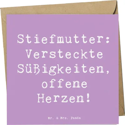 Produktbild von Mr. & Mrs. Panda Grußkarte Spruch Stiefmutter Herzen - Lavendeltraum - Geschenk, Bonusmutter, faltkarte, anlasskarte, Stiefkind, Herz, Fürsorge, Freude, Humor, Liebe
