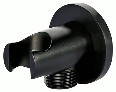 Produktbild von Wandanschlussbogen mit Brausehalter BA003 - Messing - Schwarz - rund