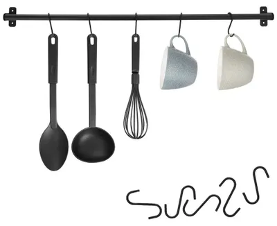 Obrázek produktu pro Kuchyňská lišta – nástěnná lišta – kov – 78,5 cm – černá
