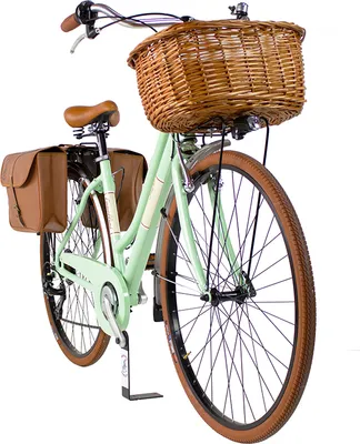 Produktbild von Dolce Vita by Canellini Fahrrad Citybike Frau Aluminium mit Korb und Tasche - Hellgrun M