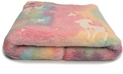 Image de Peluche Minky phosphorescente, licornes Zapp 50 x 158 cm