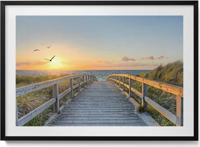 Produktbild von Strandurlaub in Deutschland– Wandbild mit Rahmen – Gerahmtes Bild  – Wanddekoration – 100x70 cm –  Schwarz Rahmen