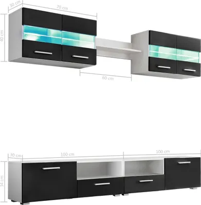 Imagen del producto de vidaXL Set de mueble de TV de 5 piezas con iluminación LED, color brillante