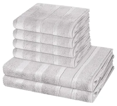 Produktbild von Cawö Noblesse 4 X Handtuch 2 X Duschtuch im Set Extraflauschige Veloursstreifen, Hochwertige Baumwollqualität, Pflegeleicht und trocknergeeignet 6er Set