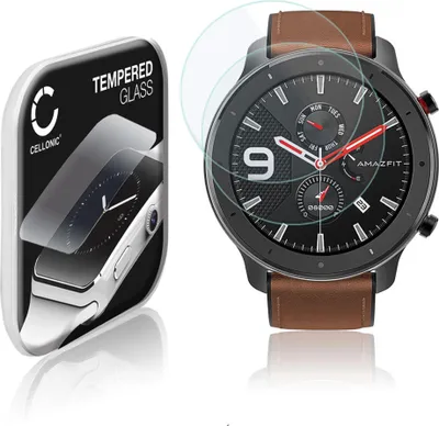 Immagine prodotto di 2x Vetrino protettivo 9H CELLONIC compatibile con Amazfit GTR - 47mm (2.5D per smartwatch braccialetto fitness 0,30mm Full Glue) colore Trasparente protezione display screen protector