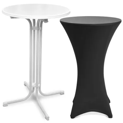 Produktbild von Beautissu Outdoor Stehtisch Bellini, klappbar, Ø70cm, Schwarz, mit Husse