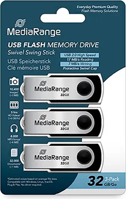 Produktbild von Mediarange 32gb Usb 2.0 Usb-stick 3 Einheiten One Size