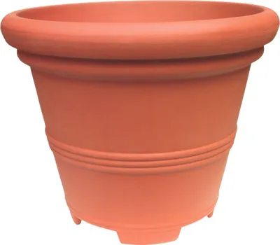 Produktbild von Garden Italia Blumentopf Bell Double Edge ICL Dn. 100 cm, Höhe 82 cm, aus Kunstharz, Farbe Terrakotta, hergestellt in Italien, frostbeständig, stoßfest, leicht, 100