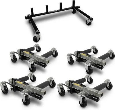 Produktbild von BITUXX 4 Stück PKW Rangierhilfe Rangierheber hydraulisch Wagenheber bis 680 kg inklusive Transportständer MS-19385