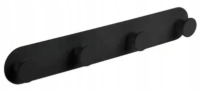 Produktbild von Laveo | Miri Handtuchhalter Vierfach - Schwarz - Selbstklebend - Edelstahl - Handtuchhalter