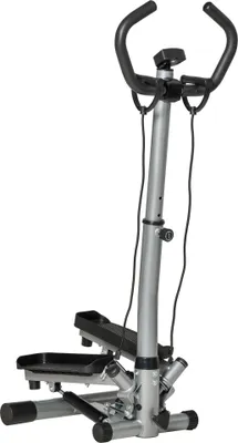 Produktbild von HOMCOM Stepper Fitness-Schrittgerät mit höhenverstellbarem Lenker, LCD-Bildschirm, rutschfesten Bändern und Pedalen, Trainingsgerät für Heim-Fitnessstudio, 55 x 53 x 118–128 cm, Silber