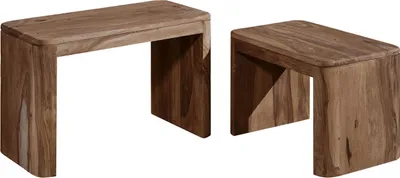 Image de MASSIVMOEBEL24 | Table d'appoint 59x30 Palissandre teinté Smoked cherry Lot 2 pièces TORONTO #144