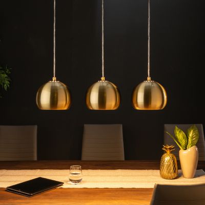 riess-ambiente Moderne 3er Hängeleuchte GOLDEN BALL gold Hängelampe höhenverstellbar Hängelampe Wohnzimmerlampe