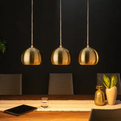 Produktbild von riess-ambiente Moderne 3er Hängeleuchte GOLDEN BALL gold Hängelampe höhenverstellbar Hängelampe Wohnzimmerlampe