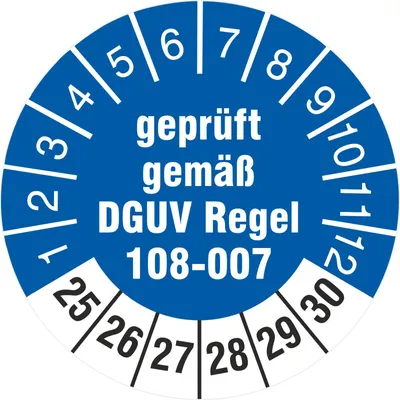 Produktbild von 2500 Prüfetiketten 30 mm Lagereinrichtungen DGUV Regel 108-007 2025-2030