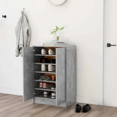 Obrázok produktu pre vidaXL Botník betón sivý 60x35x92 cm materiál na báze dreva - Stojan na topánky - Regály na topánky - Skrinka na topánky