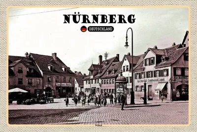 Produktbild von vianmo Holzschild 12x18 cm Nürnberg Wöhrd Altstadt Gemälde Bildmotiv Reisemotiv Abenteuer Reisen