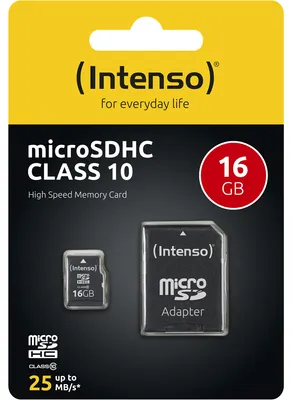 Produktbild von Intenso 16 GB microSDHC Karte Class 10 inkl. SD-Adapter