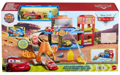 Produktbild von Disney Pixar Cars Race & Rescue Kommandozentrale mit Lightning McQueen, Guido und 4 Zubehörteilen, Fahrzeug- & Schienen-Set, 4 Jahr(e), Kunststoff, Mehrfarbig