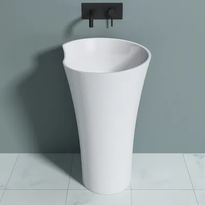 Produktbild von doporro freistehendes Standwaschbecken BTH: 53x53x88cm weiß aus Gussmarmor Waschtisch Waschplatz Standsäule colossum30
