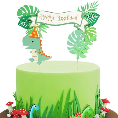 Dinosaurier-Cupcake-Topper-Set, 3 Stück, grün, für Geburtstagsparty