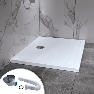 Produktbild von i-flair Duschwanne 100x80 cm aus Sanitäracryl inkl. Ablaufgarnitur - Weiß