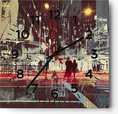 Produktbild von Wanduhr - Quadrat - Glasuhr - Stadt Straße Nacht - 40x40cm - Schleichendes Uhrwerk - Lautlos - zum Aufhängen bereit - Dekoration Modern - Wanddekoration aus Glas - C4AC40x40-3780