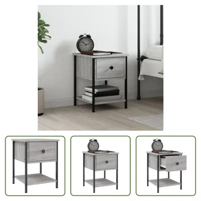 Produktbild von The Living Store Nachttisch Grau Sonoma 34x35,5x45 cm Holzwerkstoff