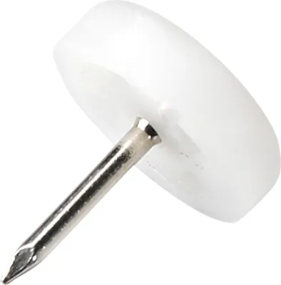 Produktbild von Adsamm® | 32 x Kunststoffgleiter mit Nagel | Ø 18 mm | Weiß | rund | Möbelgleiter mit Stift in  von Adsamm®