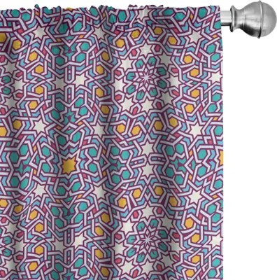 Produktbild von ABAKUHAUS marokkanisch Vorhänge, Gardinen, Arabisches Stern-Muster-traditionelles orientalisches Design-nahöstliche Kultur inspiriert, 2 Stück 75 x 225 cm, Mehrfarbig