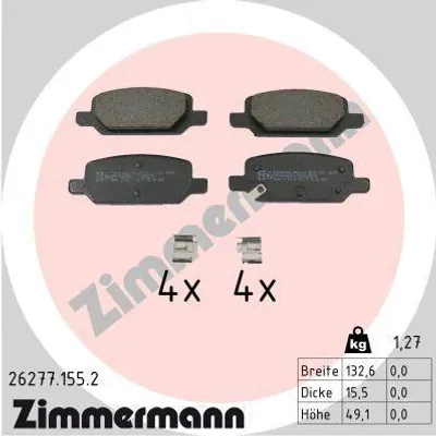 Produktbild von ZIMMERMANN Bremsbeläge Satz Hinten Bremsklötze für TESLA Model Y (5YJY) 26277.155.2