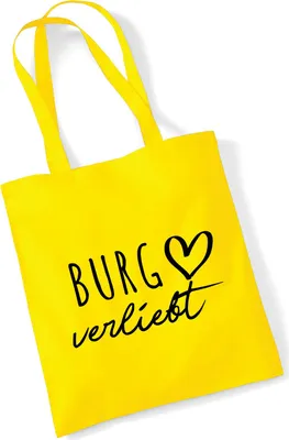 Produktbild von Huuraa Jutebeutel Burg verliebt 10 Liter Yellow Baumwolle Tasche Geschenkidee