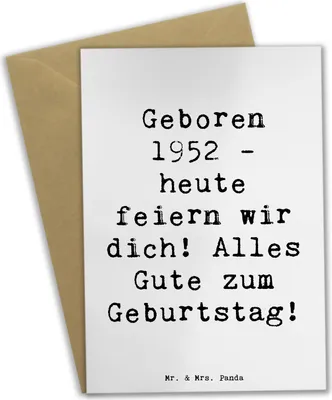 Produktbild von Mr. & Mrs. Panda Grußkarte Spruch 1952 Geburtstag - Weiß - Geschenk, osterkarten, Geburtstagswünsche, hochzeitskarten, Geburtstagsspruch, weihnachtskarten, Jahrgangsfeier