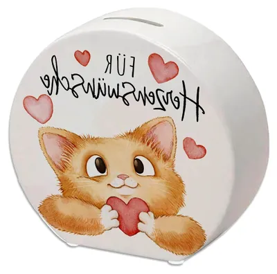 Produktbild von Katze Spardose mit Spruch für Herzenswünsche - Ideal für Geburtstag und Katzenliebhaber