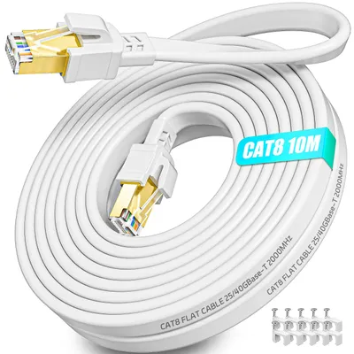 Produktbild von LAN Kabel 10 Meter Cat 8 Netzwerkkabel Flach Hochgeschwindigkeits 10m Cat8