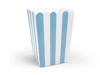 Immagine prodotto di Sacchetti per popcorn a righe 7,5x7,5x12,5 cm set di 6 blu bianco