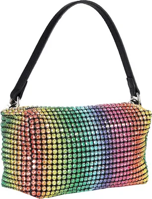 Image de (Multicolore) Soirée Embrayage Sac Crystal Strass Sacs à bandoulière pour les femmes Bling Purse Mini Top Handle Sac à main Chain Mesh Embrayage pour la fête