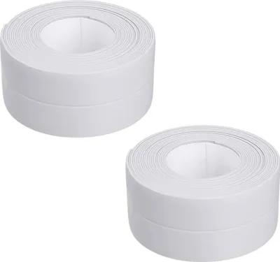 Obrázek produktu pro balení 2 odolných, vodotěsných těsnicích pásek do kuchyně a koupelny, 3,2 m, samolepicí, bílé - F2ILLIN 1+1