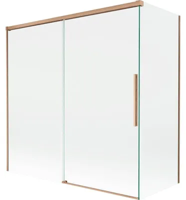 Obrázek produktu pro Mexen Rox vanová zástěna dvoukřídlá posuvná 160 + 70 x 150 cm, transparentní, kartáčovaná měď - 8C9-160-070-65-00