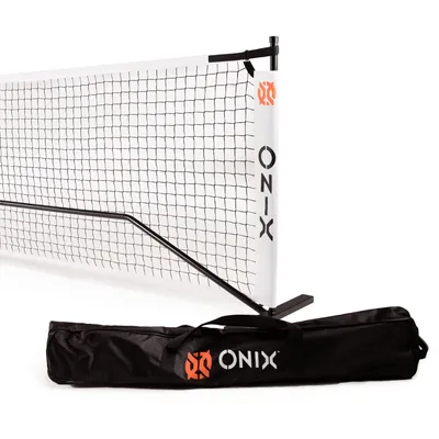 Produktbild von ONIX Pickleball Netz, 2-in-1 tragbares Netz und Übungsnetz-Set, inkl. Tragetasche mit Rollen, Weiß